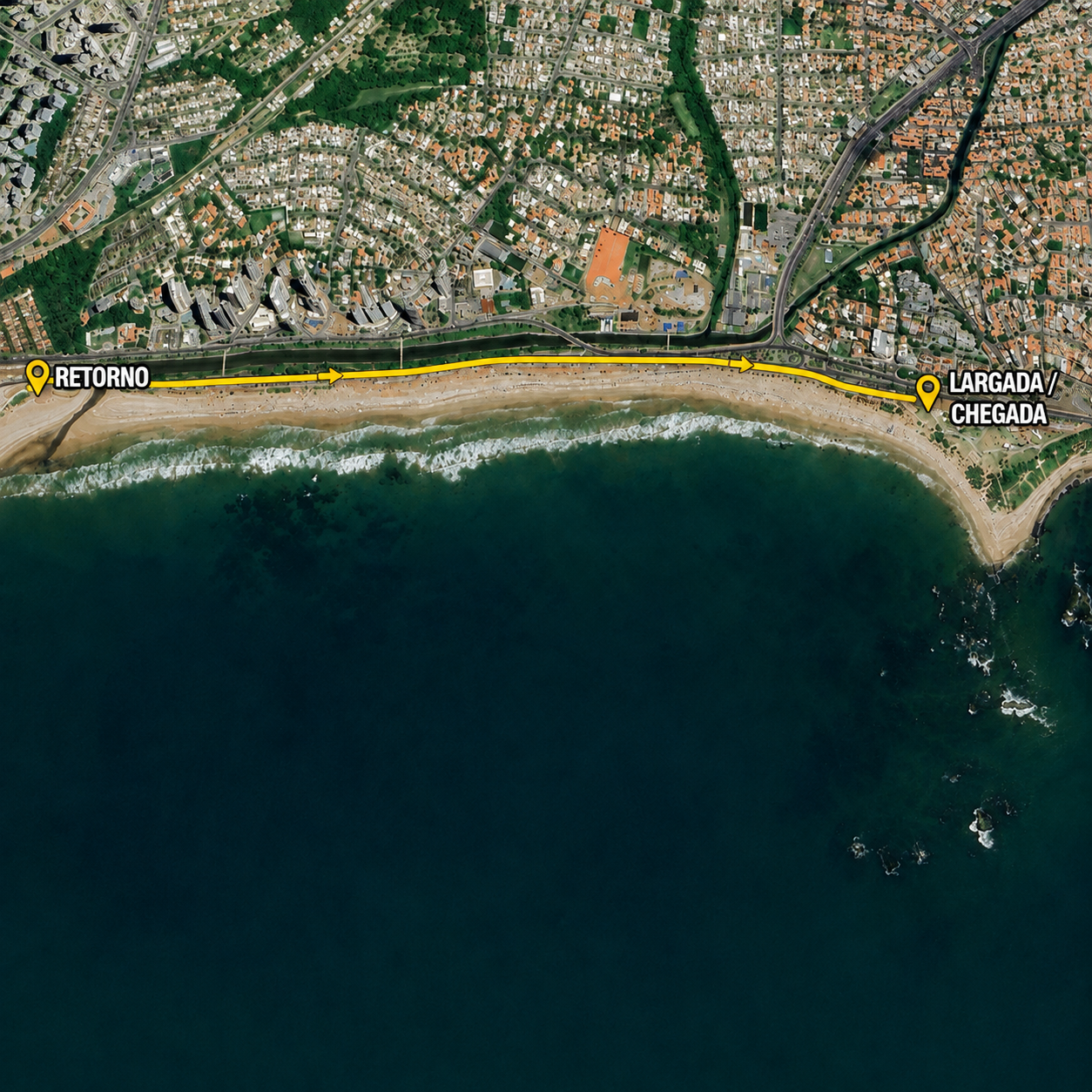 Mapa do percurso de 5 km da Corrida Rosa em Salvador